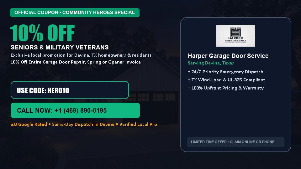 10% OFF Senior, Military & First Responder Discount in Devine, TX - Harper Garage Door Service